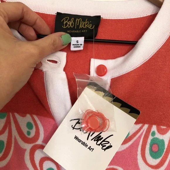 NWT Bob Mackie Floral Mod cardigan Pink Small - Picture 7 of 11